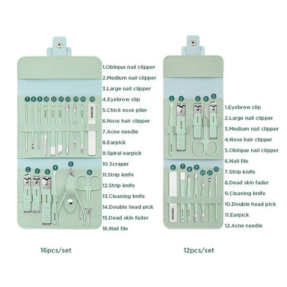Professional Manicure Pedicure Set Stainless Steel Nail Care Kit Travel Case