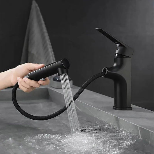 Pull Out Single Handle Bath Faucet Shower Mixer Modern Bathroom Tap