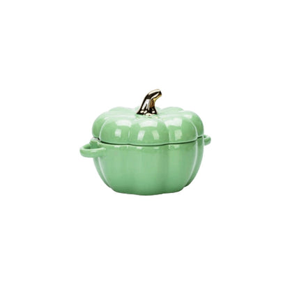 Pumpkin Shaped Ceramic Baking Dish With Lid Decorative Oven Safe Casserole