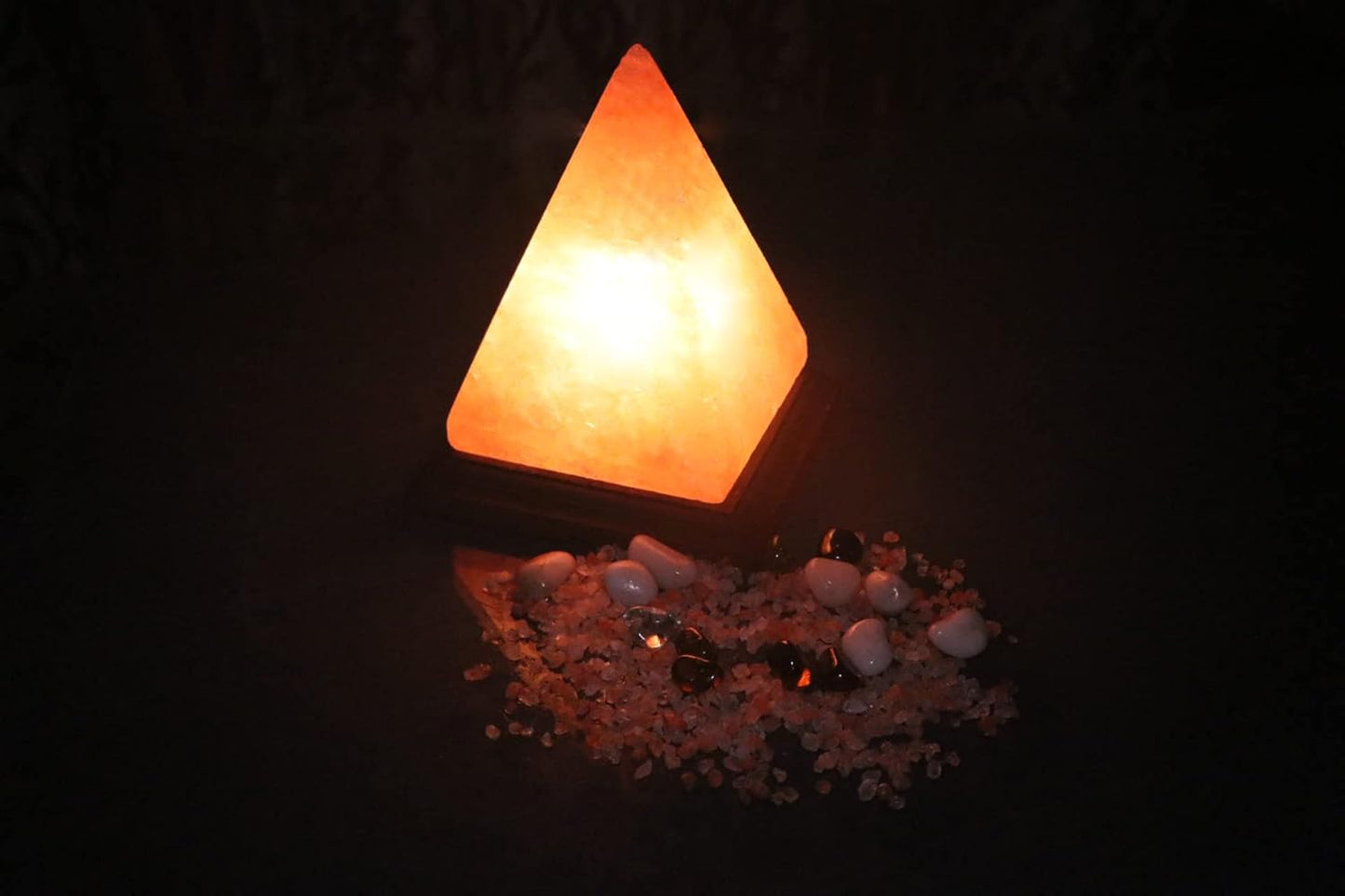 Pyramid Salt Table Lamp Ambient Bedroom Desk Meditation Light