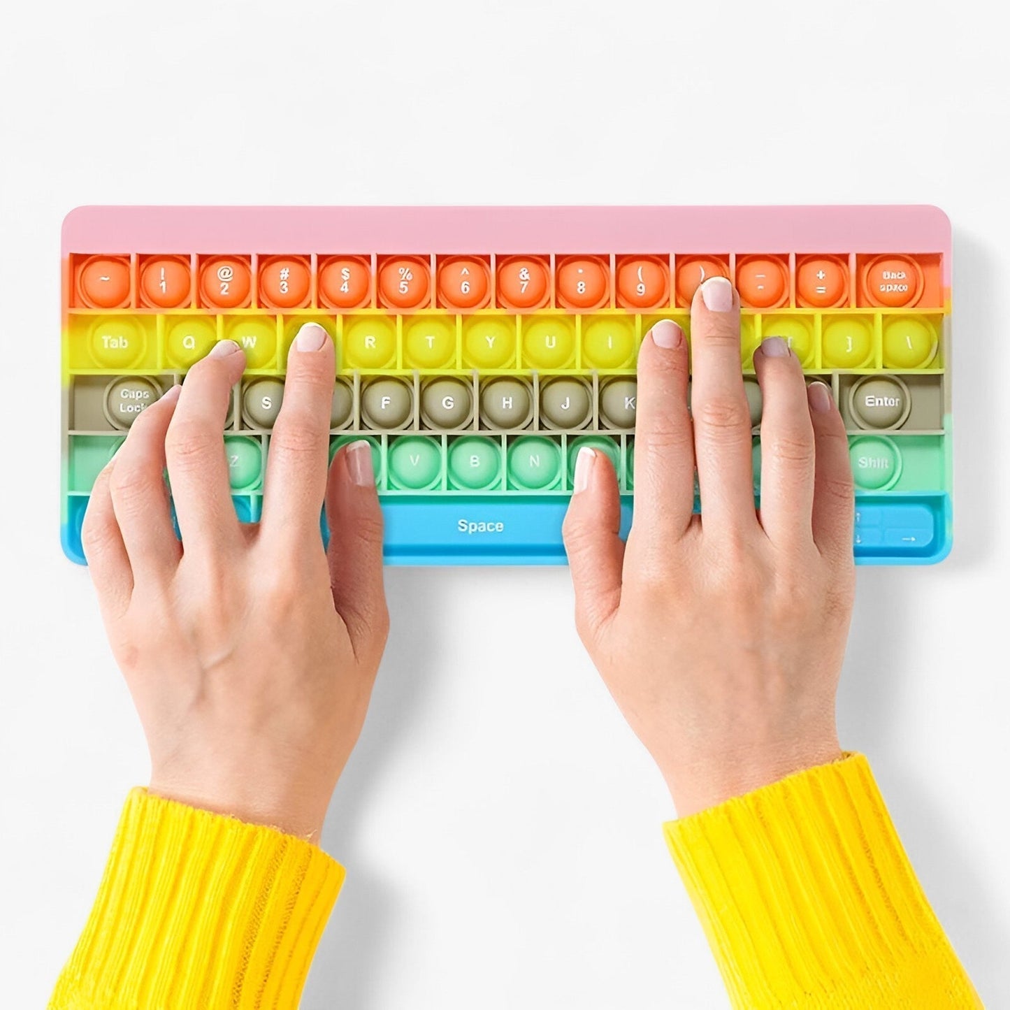 Rainbow Fidget Keyboard Stress Relief Sensory Toy Anti Anxiety Click Toy for Kids Adults Classroom Home Travel