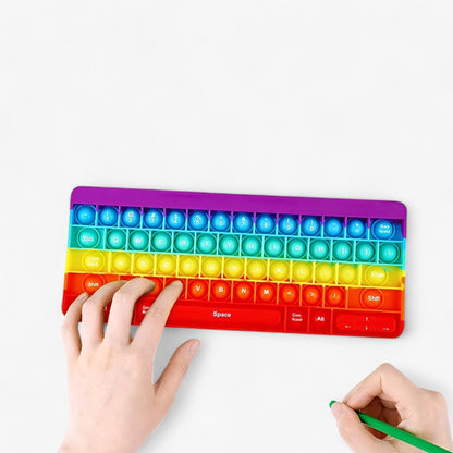 Rainbow Fidget Keyboard Stress Relief Sensory Toy Anti Anxiety Click Toy for Kids Adults Classroom Home Travel