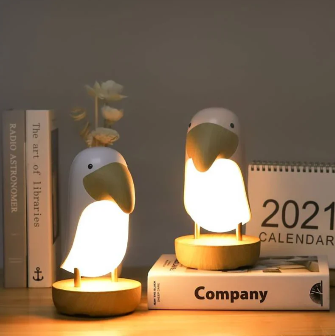 Rechargeable Bird Night Lamp Wooden Decorative Table Light