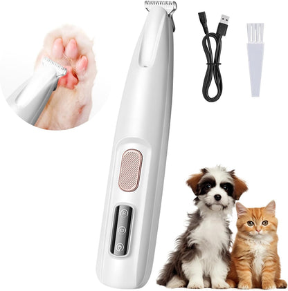 Rechargeable Cordless Pet Paw Trimmer LED Light Precision Grooming Clipper