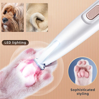 Rechargeable Cordless Pet Paw Trimmer LED Light Precision Grooming Clipper