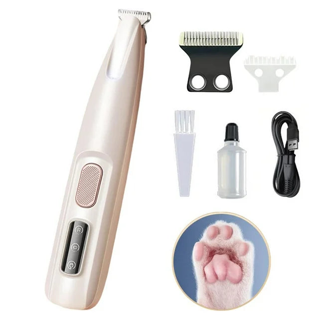 Rechargeable Cordless Pet Paw Trimmer LED Light Precision Grooming Clipper