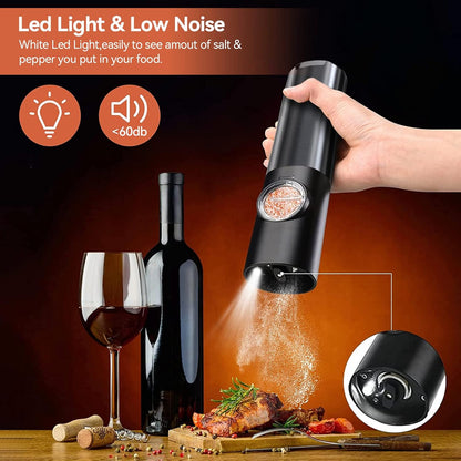 Rechargeable Electric Salt Pepper Grinder Stainless Steel One Touch