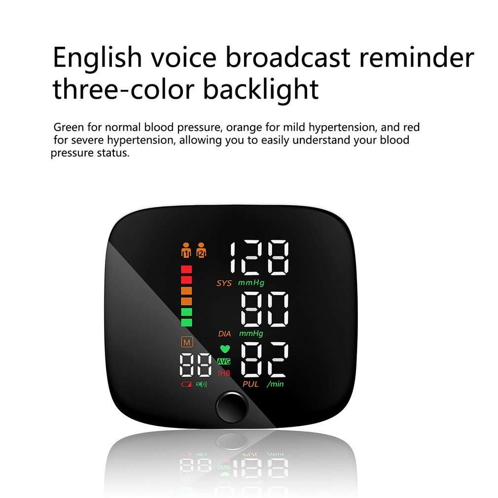 Rechargeable Wrist Blood Pressure Monitor Voice Guidance LCD Display