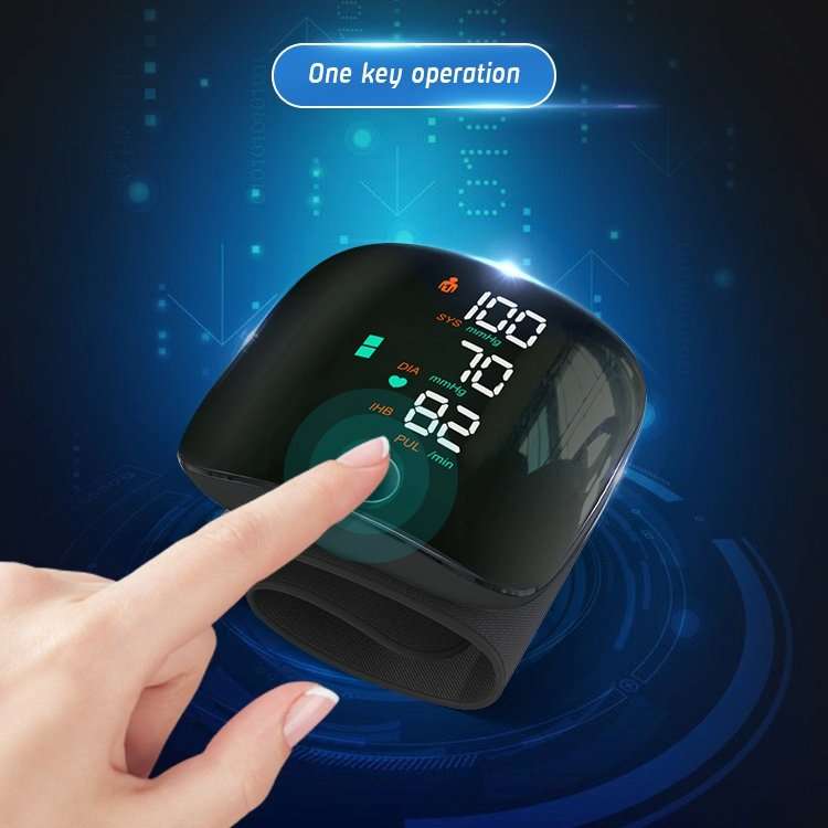 Rechargeable Wrist Blood Pressure Monitor Voice Guidance LCD Display