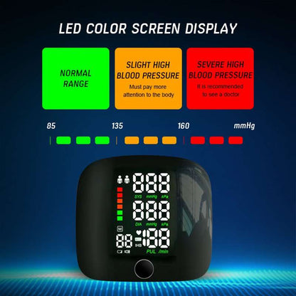 Rechargeable Wrist Blood Pressure Monitor Voice Guidance LCD Display