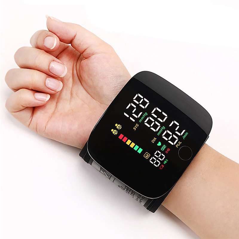 Rechargeable Wrist Blood Pressure Monitor Voice Guidance LCD Display