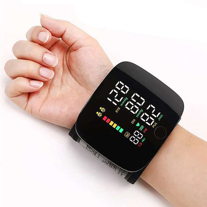 Rechargeable Wrist Blood Pressure Monitor Voice Guidance LCD Display
