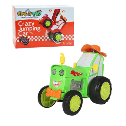 Remote Control Jumping Stunt Tractor Car with Lights Music and 360 Degree Spin Action