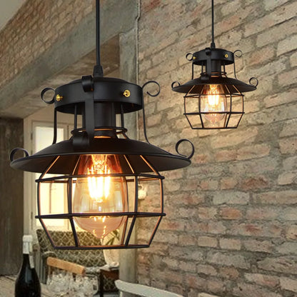 Retro Industrial Pendant Light Vintage Black Hanging Ceiling Lamp