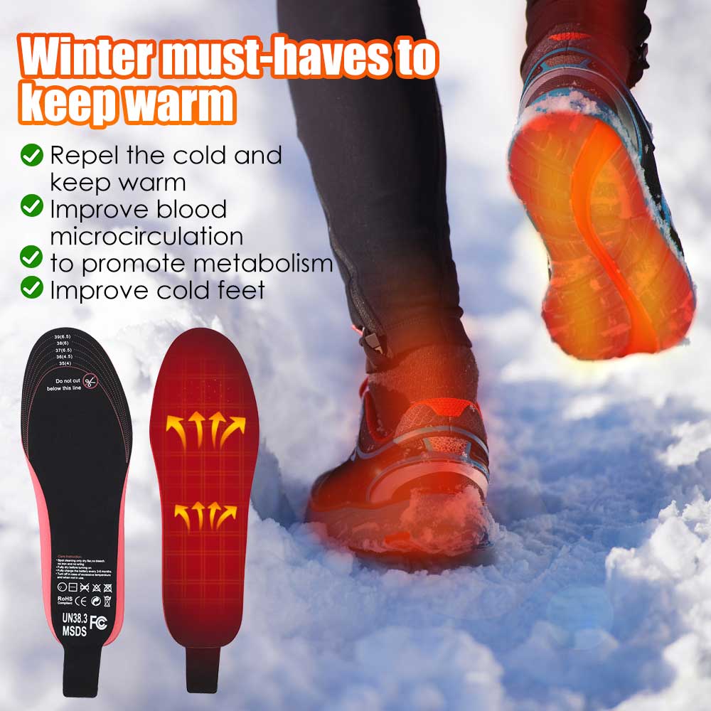 Reusable Heated Insoles Adjustable Warmth Winter Foot Comfort