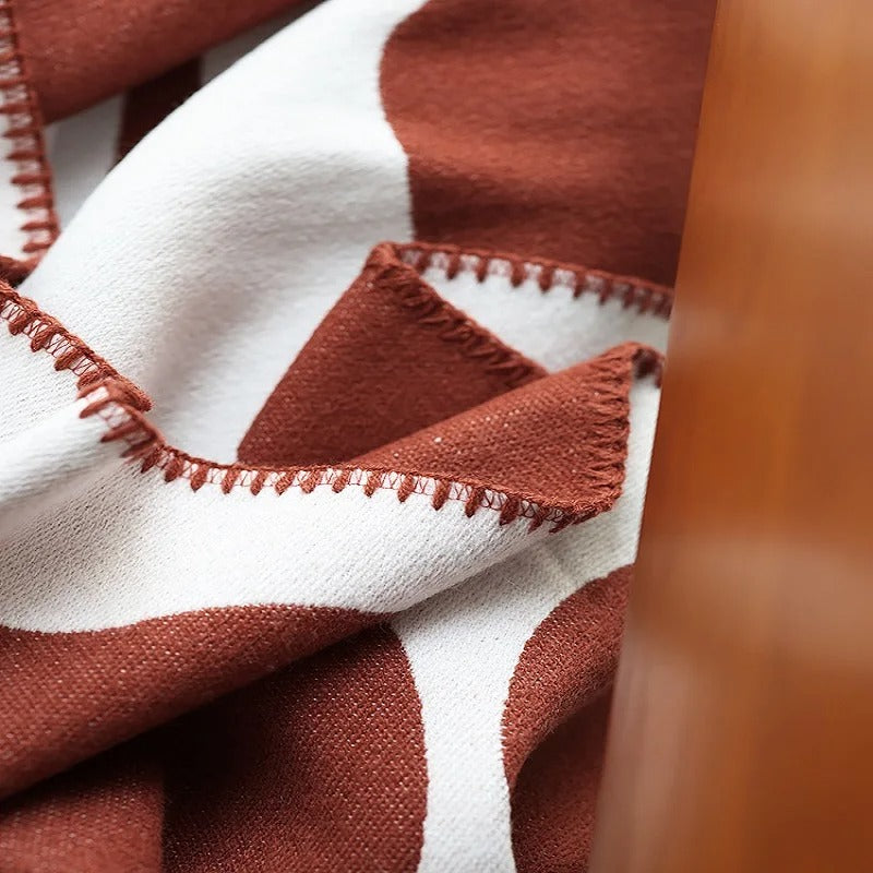 Reversible Nordic Style Acrylic Throw Blanket Cozy Warm Living Room Bedroom