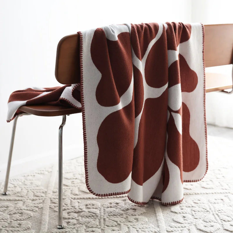 Reversible Nordic Style Acrylic Throw Blanket Cozy Warm Living Room Bedroom