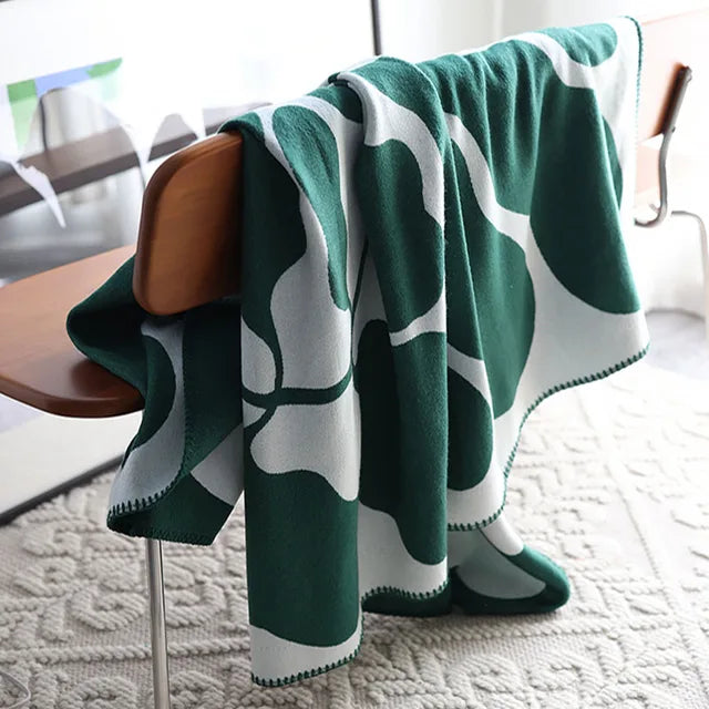 Reversible Nordic Style Acrylic Throw Blanket Cozy Warm Living Room Bedroom