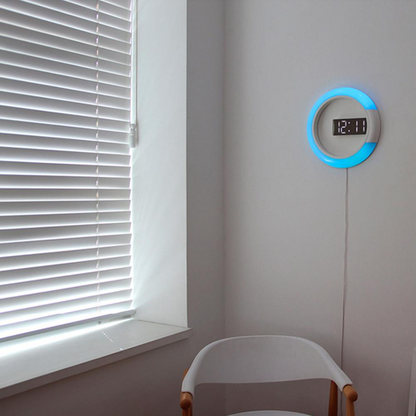 RingLite Elegant LED Ring Wall Clock Modern Digital Clock with Ambient Lighting