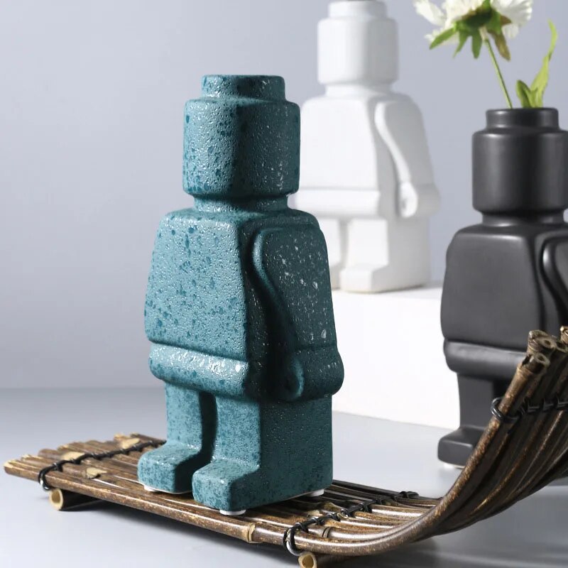 Robot Flower Vase Modern Decorative Vase for Home Desk Shelf Decor