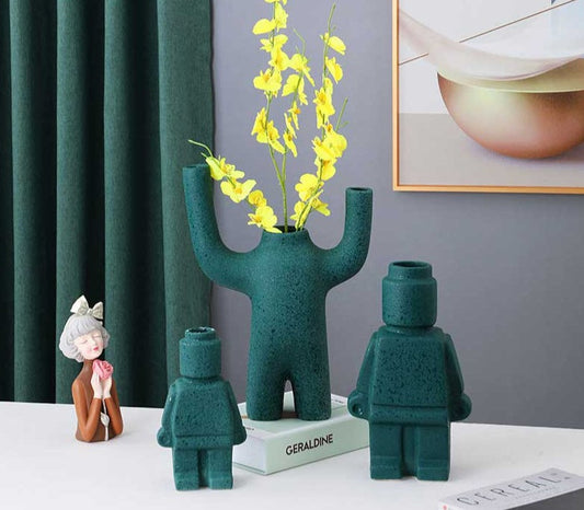 Robot Flower Vase Modern Decorative Vase for Home Desk Shelf Decor