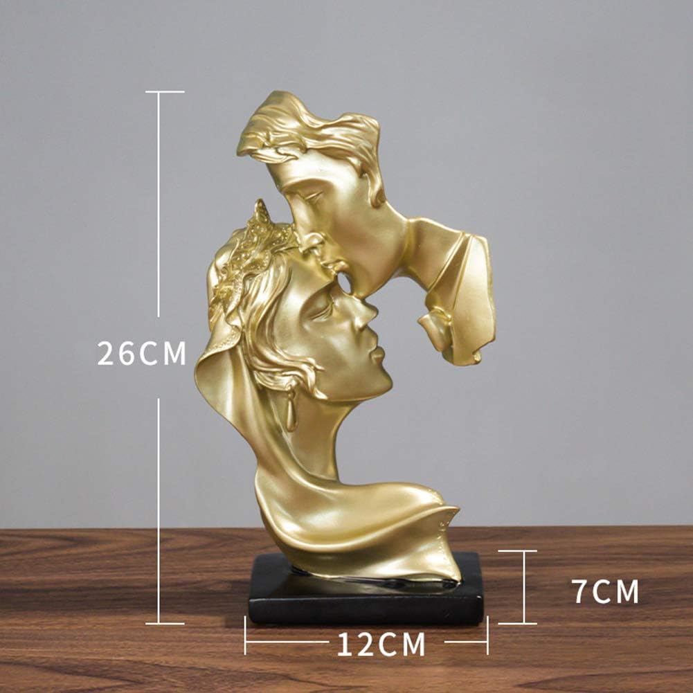 Romantic Couple Kiss Sculpture Modern Love Statue Decorative Figurine for Living Room Home Decor