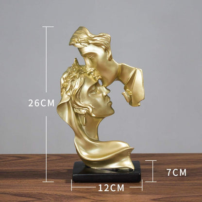Romantic Couple Kiss Sculpture Modern Love Statue Decorative Figurine for Living Room Home Decor