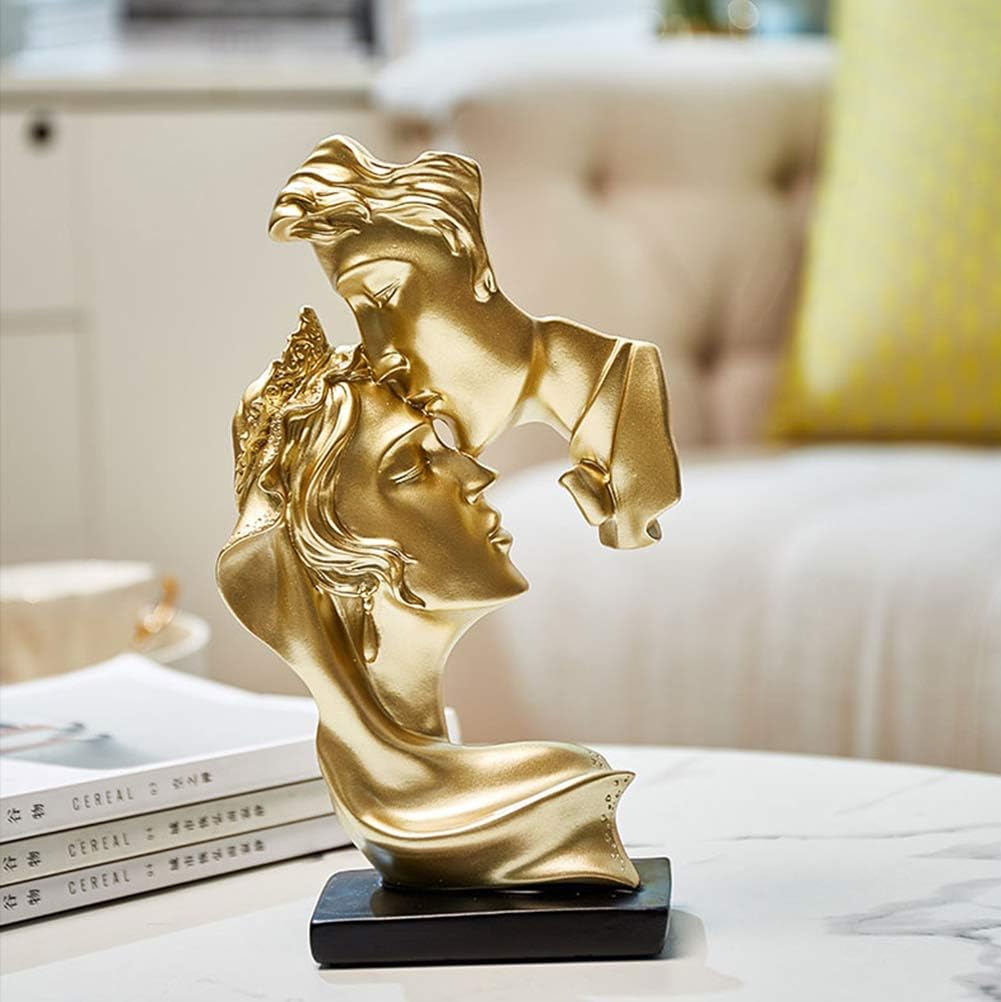 Romantic Couple Kiss Sculpture Modern Love Statue Decorative Figurine for Living Room Home Decor