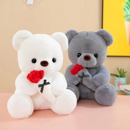 Rose Teddy Bear Handmade Floral Plush Gift Romantic Decorative Keepsake