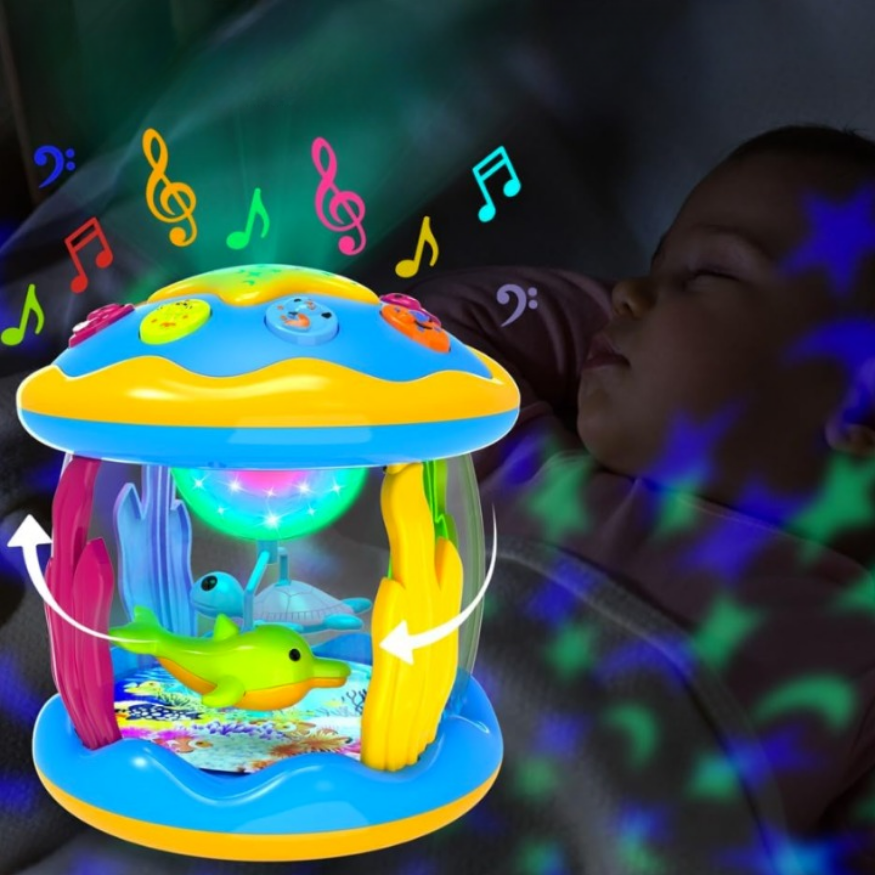 Rotating Baby Toy with Ocean Theme Music and Light Projection