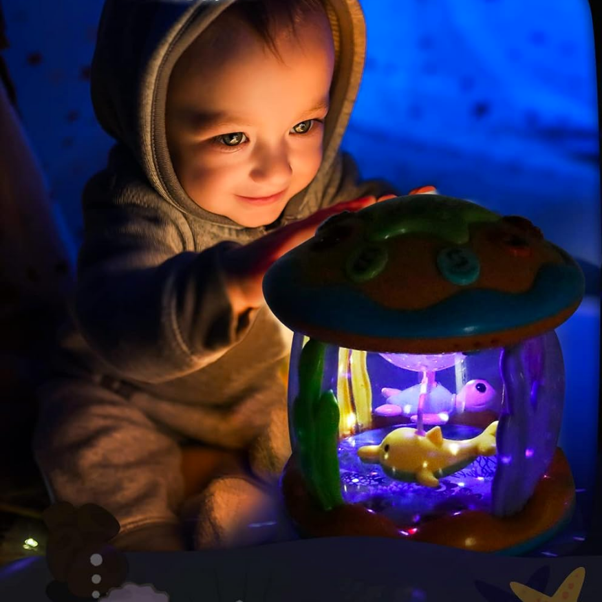 Rotating Baby Toy with Ocean Theme Music and Light Projection