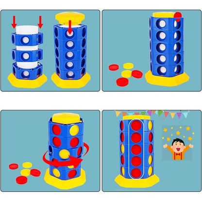 Rotating Connect Strategy Board Game with Interactive Spinning Board for Family Game Night