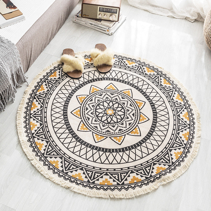 Round Non Slip Geometric Area Rug Modern Bedroom Floor Mat Soft Decorative Carpet
