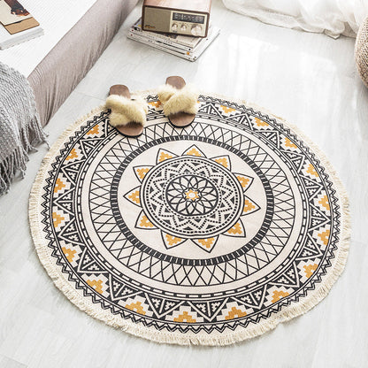 Round Non Slip Geometric Area Rug Modern Bedroom Floor Mat Soft Decorative Carpet