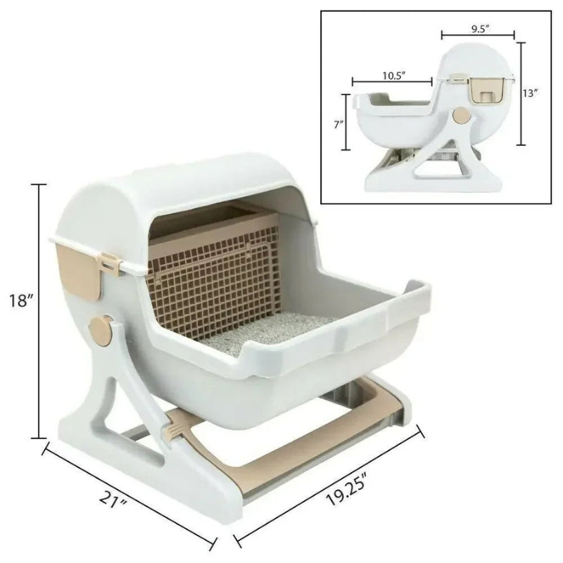 Self-Cleaning Cat Litter Box Smart Hygiene System Drawer Waste Tray