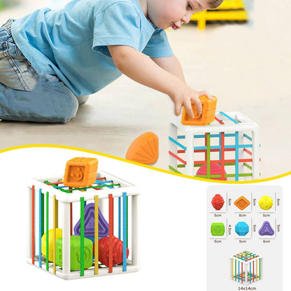 Shape Sorting Cube Early Learning Toy Compact Educational Design