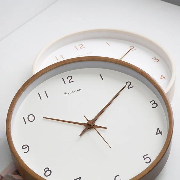 Silent Round Wall Clock Clear Glass Minimalist Wooden Wall Clock Non Ticking Modern Home Clock