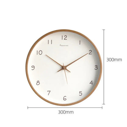 Silent Round Wall Clock Clear Glass Minimalist Wooden Wall Clock Non Ticking Modern Home Clock