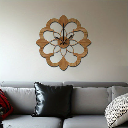 Silent Wooden Wall Clock 16 Inch Modern Decorative Wood Wall Clock Battery Operated