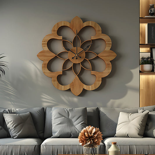 Silent Wooden Wall Clock 16 Inch Modern Decorative Wood Wall Clock Battery Operated
