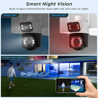 Smart Dual Lens Security Camera Night Vision, Motion Detection, Indoor & Outdoor Surveillance