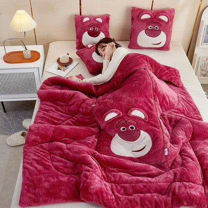 Soft Fleece Blanket and Pillow Set Cozy Throw Blanket Set for Sofa Bed Comfort and Home Decor