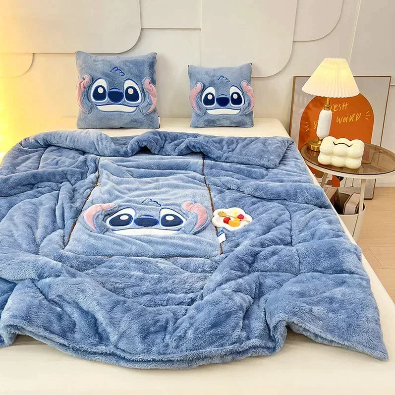 Soft Fleece Blanket and Pillow Set Cozy Throw Blanket Set for Sofa Bed Comfort and Home Decor