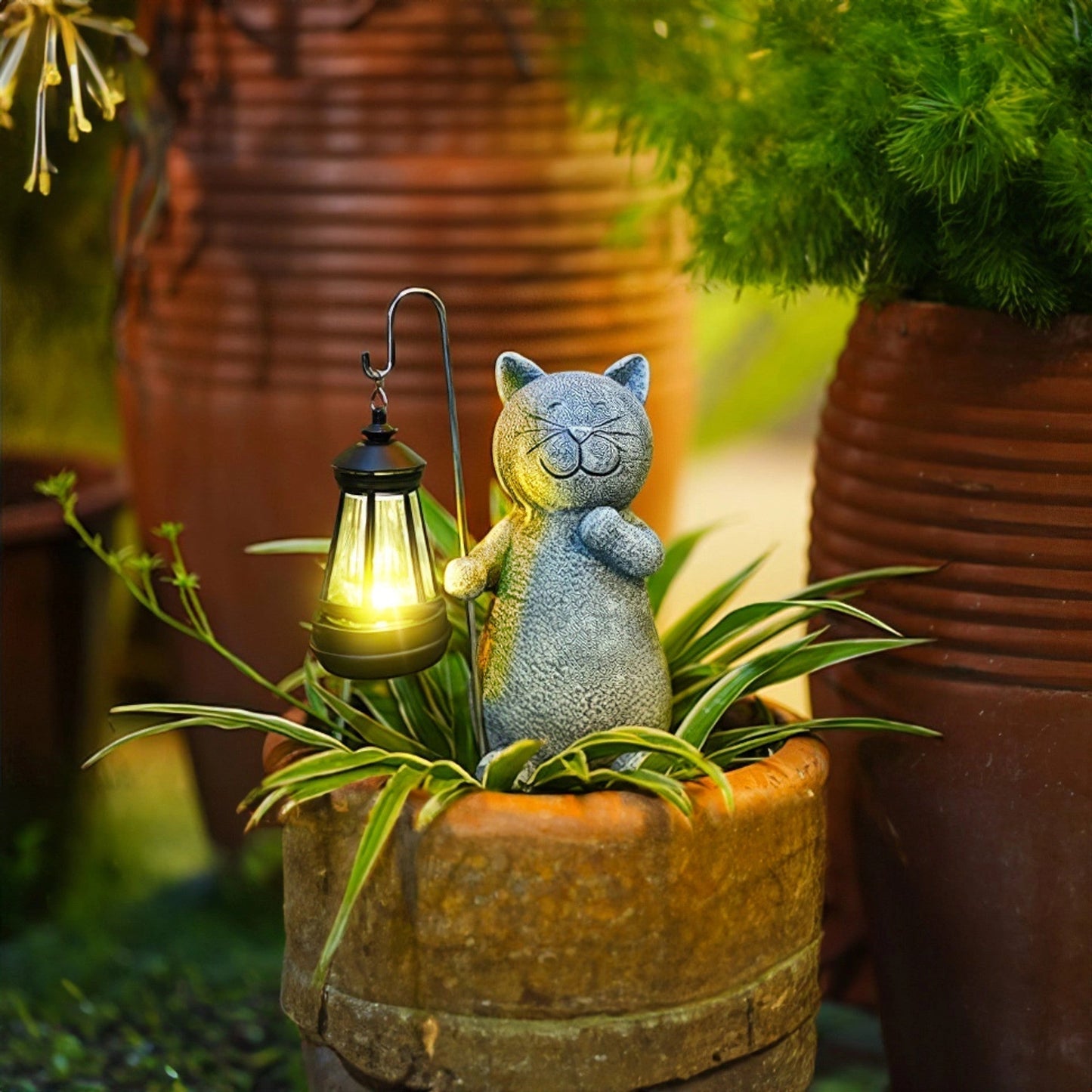 Solar Cat Garden Light Waterproof Outdoor Cat Statue Lantern Decorative Solar Garden Lamp