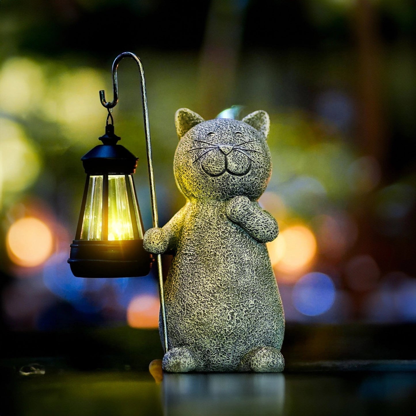 Solar Cat Garden Light Waterproof Outdoor Cat Statue Lantern Decorative Solar Garden Lamp