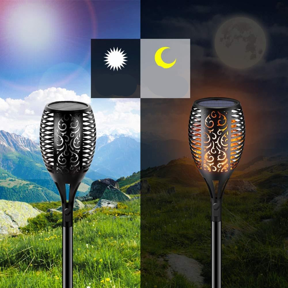 Solar Flame Torch Lights Outdoor Waterproof LED Garden Torch Lights
