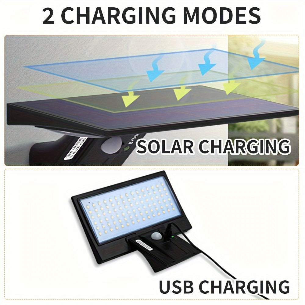 Solar LED Outdoor Floodlight Motion Sensor Wireless Waterproof Security Light