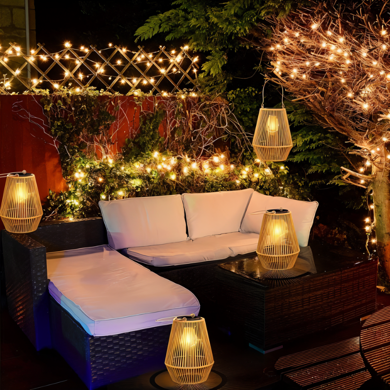 Solar Outdoor Lantern Garden Patio Solar Light Warm LED Decorative Landscape Lighting