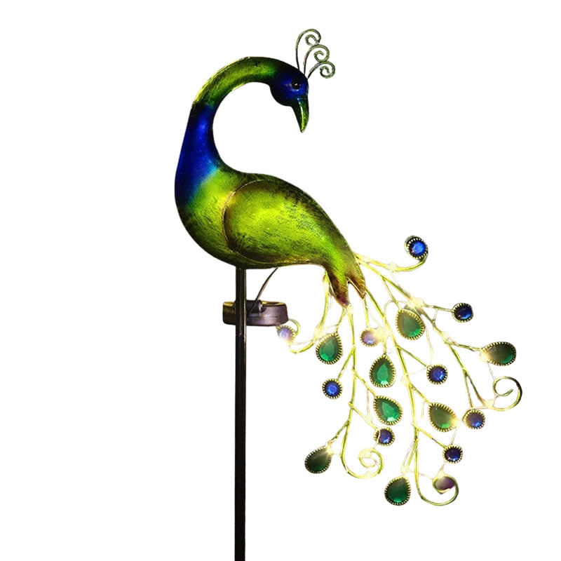 Solar Peacock Garden Light With LED Decorative Outdoor Pathway Accent