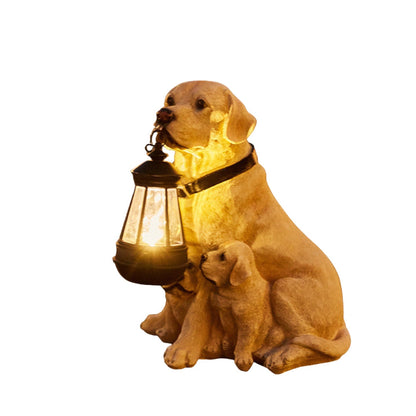 Solar Powered Dog Garden Statue With LED Light Outdoor Decor